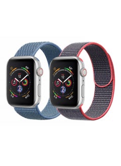 Nylon Sport Loop Band Strap 40/44/41/45mm For Apple Watch Series Electric Pick Strap with Cape Cod Blue Strap(set of 2)