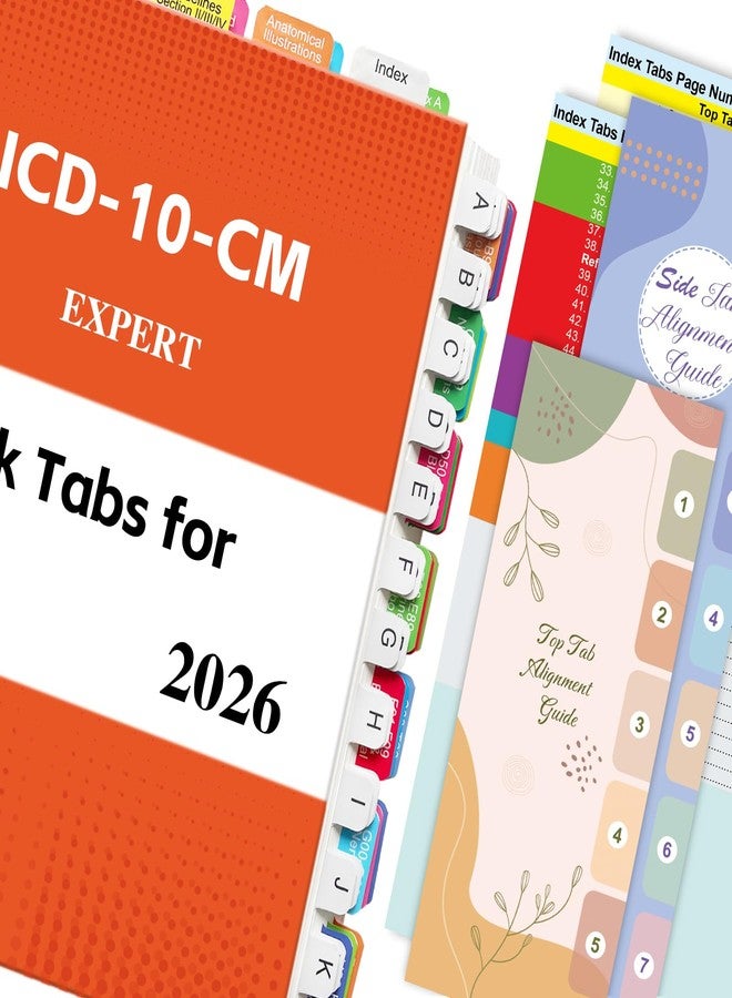 Ubenic Index Tabs for AAPC Version ICD-10-CM 2026, Upgraded Complete Book Tabs Set (Book not Included), Color-Coded Tabs for Every Chapter with Code Ranges, Laminated & Waterproof & Repositionable - Image 1