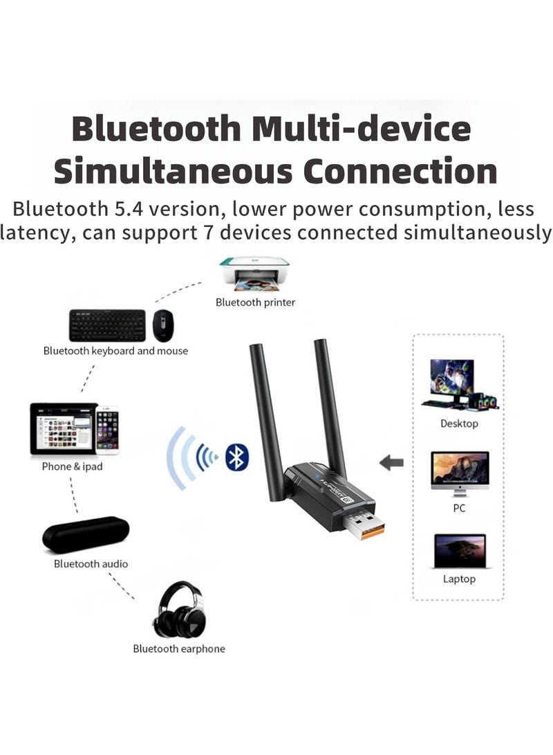 اووكاي محول واي فاي 6 USB لأجهزة الكمبيوتر المكتبية - محول شبكة لاسلكي AX900 بتردد 2.4 جيجاهرتز/5 جيجاهرتز، هوائي ثنائي النطاق عالي الكسب 5 ديسيبل، يدعم نظامي التشغيل Windows 11/10. - Image 5