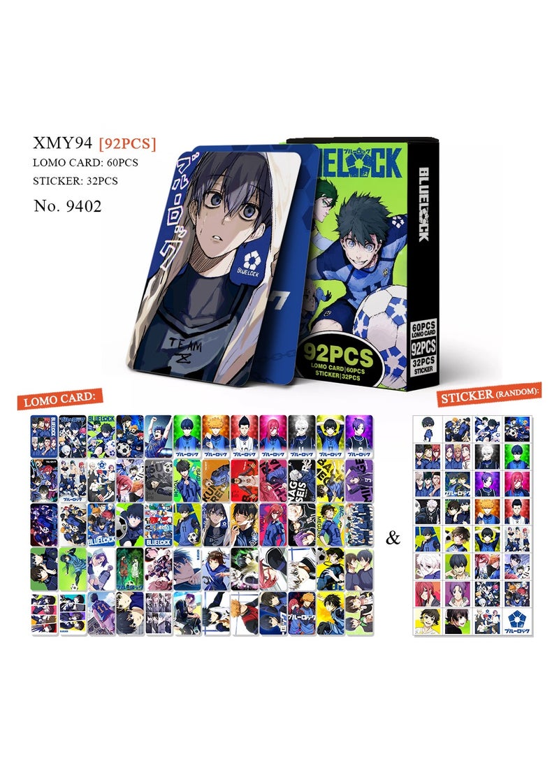 Generic - 92 Pcs Anime Blue Lock Lomo Cards and Stickers - Image 1
