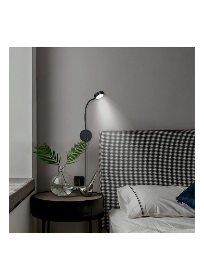 ضوء قراءة جداري LED مرن برقبة معقوفة، ضوء قراءة LED أبيض دافئ 5 وات مع ضوء قراءة LED مرن برقبة معقوفة 3000 كلفن مع قابس ومفتاح لغرفة النوم والمكتب والاستوديو والفندق [فئة الطاقة A+]