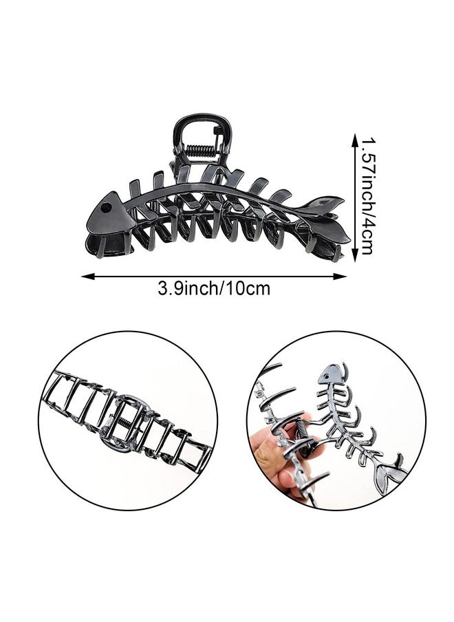 DonLeeving 3 PACK Large Metal Hair Claw Clips Fish Bone Shape Hairpin Tail Hair Clamps Nonslip Hair Accessories for Thick and Thin Hair Styling  - Image 2