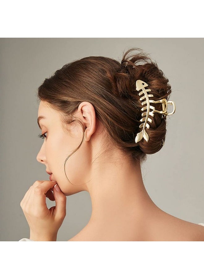 DonLeeving 3 PACK Large Metal Hair Claw Clips Fish Bone Shape Hairpin Tail Hair Clamps Nonslip Hair Accessories for Thick and Thin Hair Styling  - Image 5