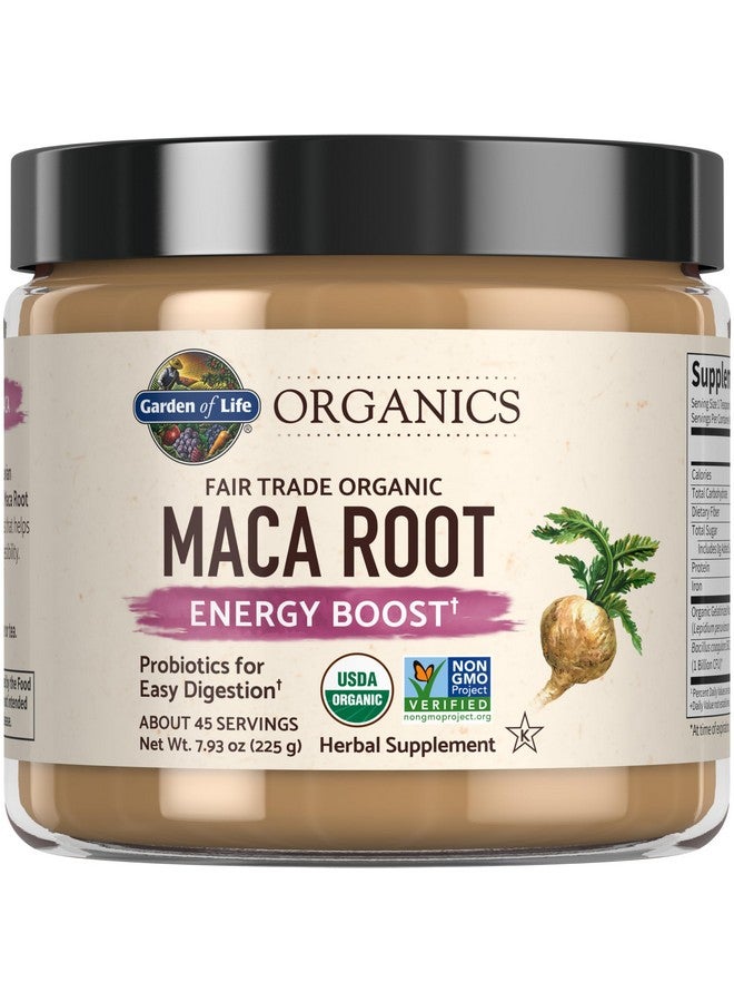 Garden of Life Organics Fair Trade Gelatinized Peruvian Maca Root Energy Boost 7.93 oz (225g) Powder with Probiotics, Certified Organic, Non-GMO, Vegan & Gluten Free Herbal Supplements - Image 1