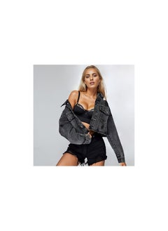 Loquat Squality Leisure Tassels Denim Short Jacket Women Black  - Image 1