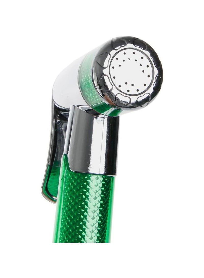 Heng Yi Stainless Steel Handheld Bidet Spray Shower Shattaf Hose Muslim Shower Kit For Toilet Bathroom 1.2 Meter Pipe Green/Silver - Image 2