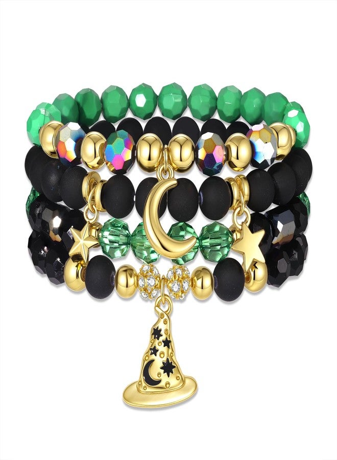 NLCAC Pink Green Witch Princess Friendship Matching Bracelets Green Witch Hat Bracelets for Elphaba Fans Witch Merch Jewelry BFF Couples Accessories Gifts - Image 1