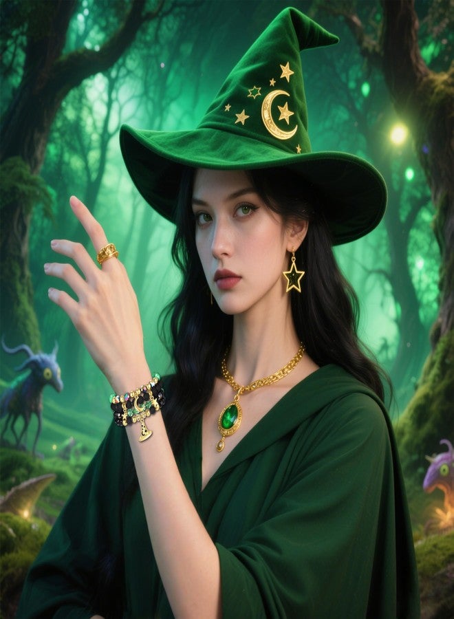 NLCAC Pink Green Witch Princess Friendship Matching Bracelets Green Witch Hat Bracelets for Elphaba Fans Witch Merch Jewelry BFF Couples Accessories Gifts - Image 2