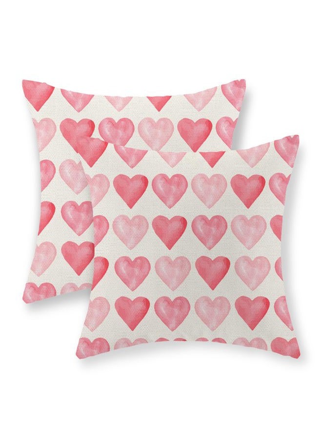 GOLIANDA Valentines Day Pillow Covers 20x20 Set of 2, Valentines Decor Linen Pillowcase Pink Love Heart Valentines Throw Pillows Anniversary Mother's Day Decorative Outdoor Cushion Case for Sofa Couch - Image 1