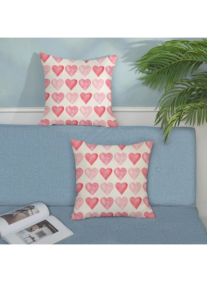 GOLIANDA Valentines Day Pillow Covers 20x20 Set of 2, Valentines Decor Linen Pillowcase Pink Love Heart Valentines Throw Pillows Anniversary Mother's Day Decorative Outdoor Cushion Case for Sofa Couch - Image 3