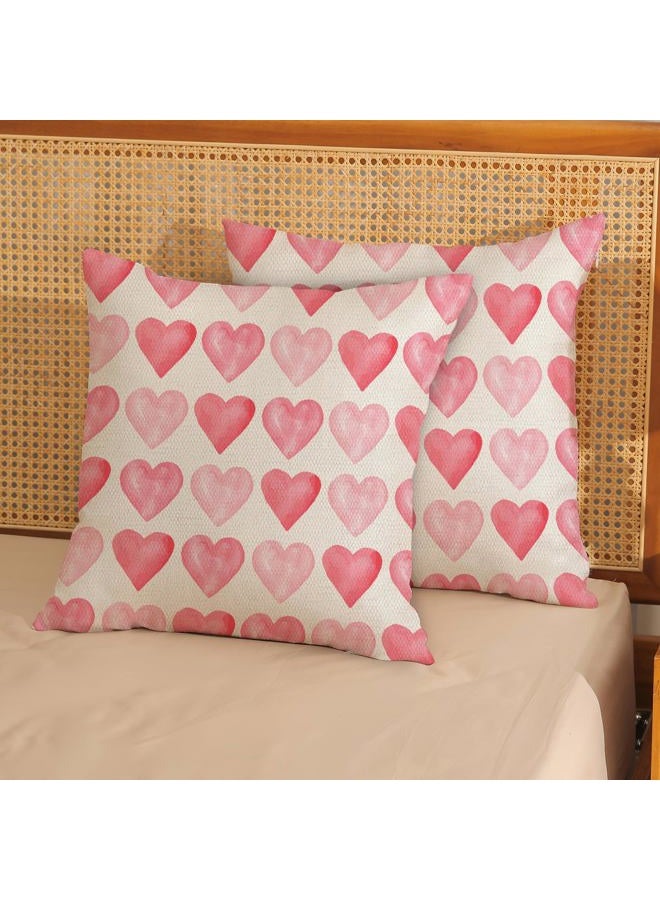 GOLIANDA Valentines Day Pillow Covers 20x20 Set of 2, Valentines Decor Linen Pillowcase Pink Love Heart Valentines Throw Pillows Anniversary Mother's Day Decorative Outdoor Cushion Case for Sofa Couch - Image 2