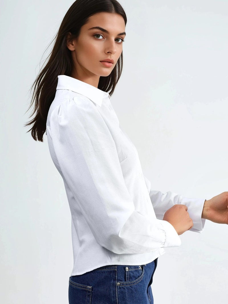 BUSEM Solid Poplin Shirt with Button Closure - Image 5