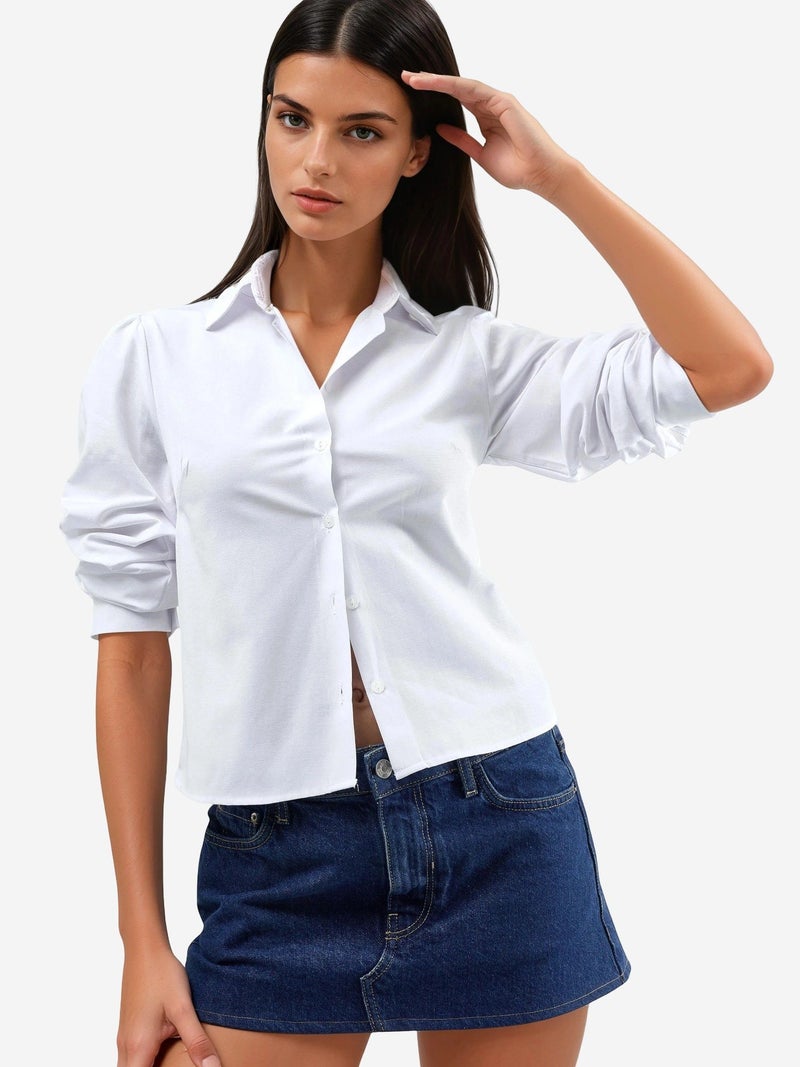 BUSEM Solid Poplin Shirt with Button Closure - Image 3