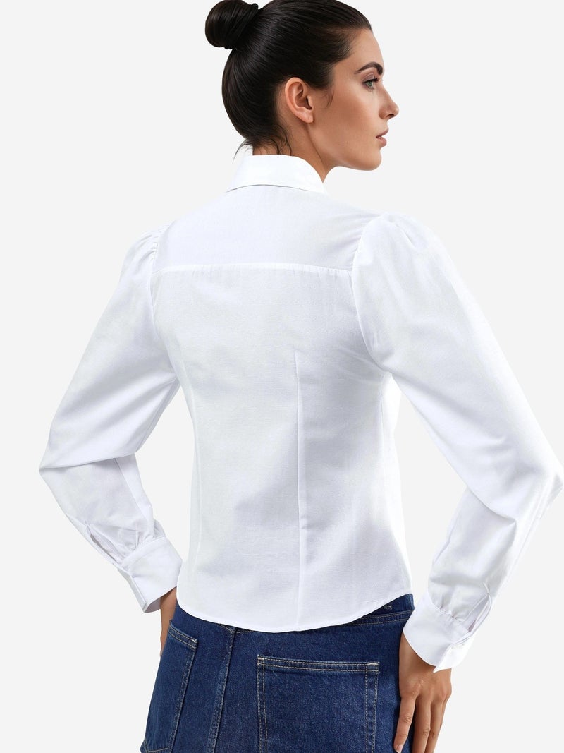 BUSEM Solid Poplin Shirt with Button Closure - Image 4