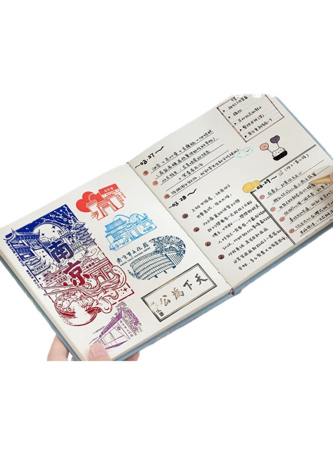 Jiaranheng كتاب مجموعة طوابع السفر من جياران هينغ، دفتر مجموعة تسجيل السياح الوطني، مجلة تذكارية عالية الجودة من المتحف، ألبوم مجموعة طوابع المعالم السياحية، كتاب فارغ، أخضر - Image 3