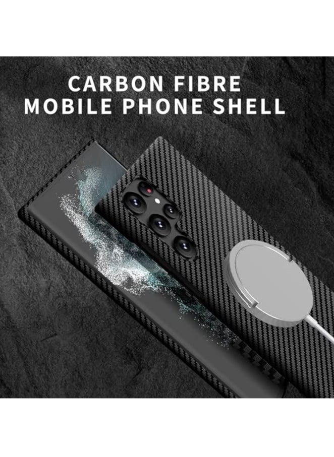 Case compatible with Samsung Galaxy S23 Ultra and the carbon fiber texture is compatible with MagSafe an ultra thin