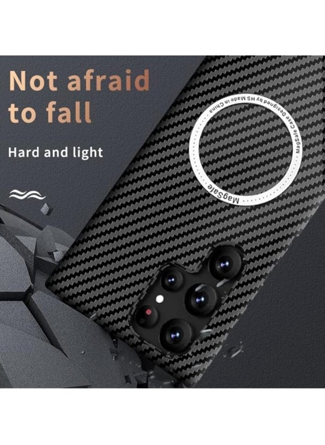 Case compatible with Samsung Galaxy S23 Ultra and the carbon fiber texture is compatible with MagSafe an ultra thin