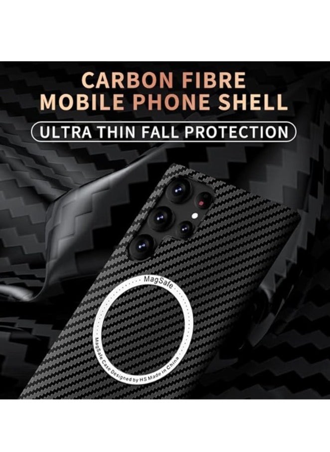 Case compatible with Samsung Galaxy S23 Ultra and the carbon fiber texture is compatible with MagSafe an ultra thin