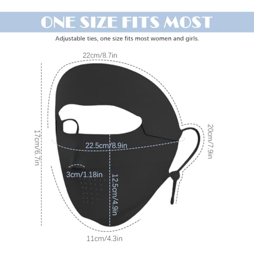 PALAY® Full Face Mask for Sun Protection,Women Face Cover Mask for Bikers,UPF 50+ Reusable Ice Silk Cooling UV Masks Summer Outdoor Running Hiking - Black - Image 2