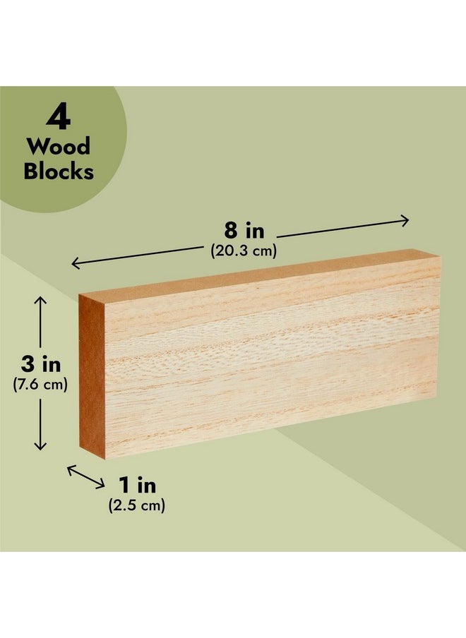 Bright Creations - 4 Pack Unfinished Mdf Wood Rectangles For Crafts, 1 Inch Thick Rectangle Wooden Blocks For Crafting (3 X 8 In) - Image 1