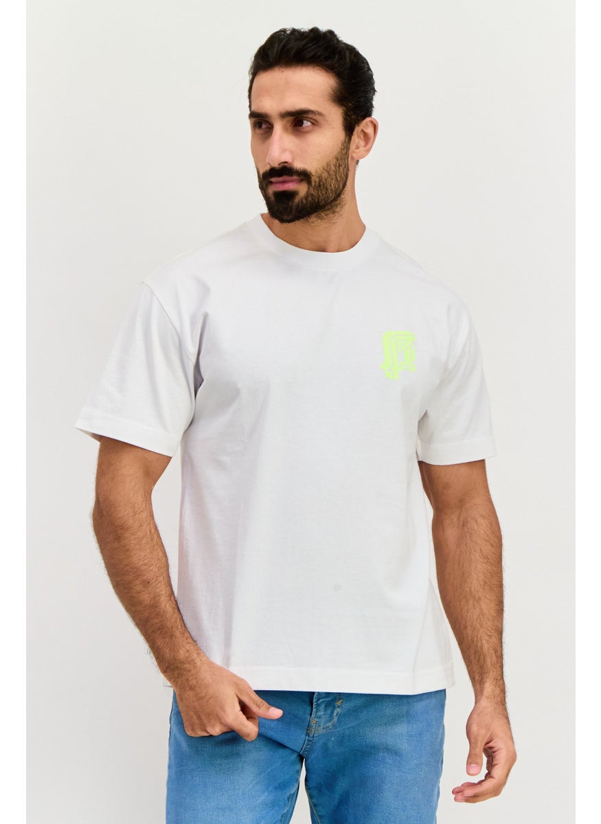 ESPRIT Men Crew Neck Short Sleeve Brand Logo T Shirt, White  - Image 1