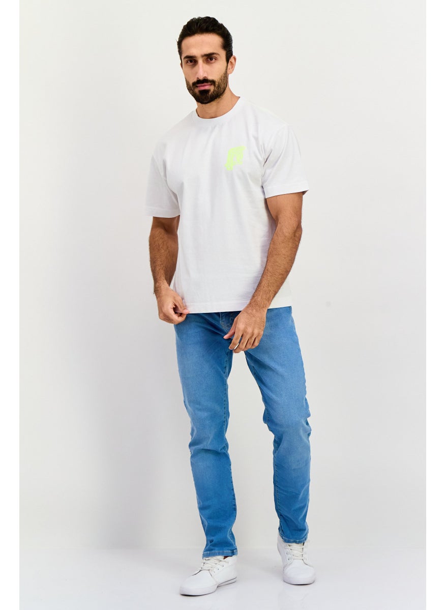 ESPRIT Men Crew Neck Short Sleeve Brand Logo T Shirt, White  - Image 4
