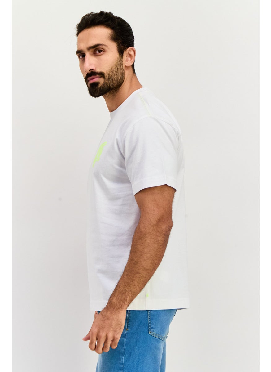 ESPRIT Men Crew Neck Short Sleeve Brand Logo T Shirt, White  - Image 2