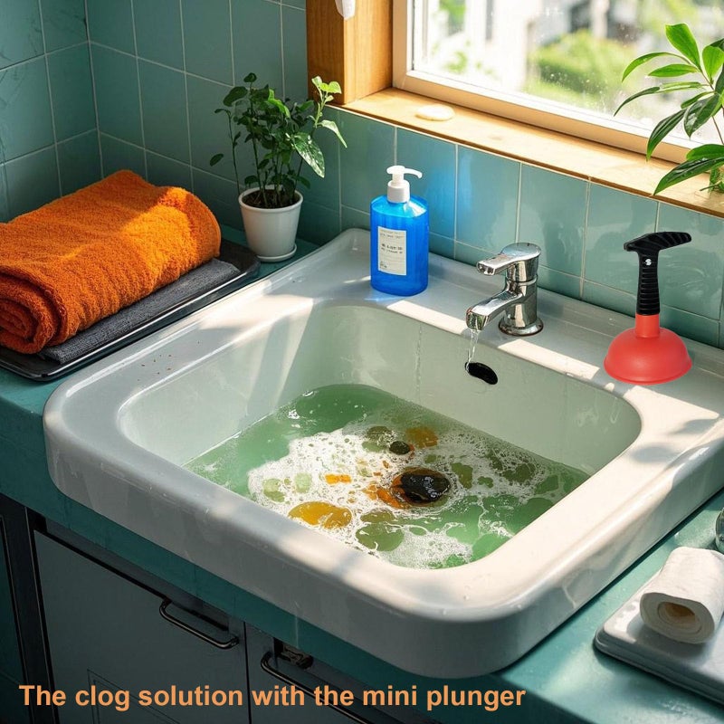 Dokpod Mini Sink & Drain Plunger with Short Handle - Heavy-Duty Rubber Cup & Ergonomic Grip for Powerful Suction, Unclog Slow Drains in Sinks, Tubs, Showers, Bathrooms, Kitchens, Compact, Space-Saving Design - Image 5