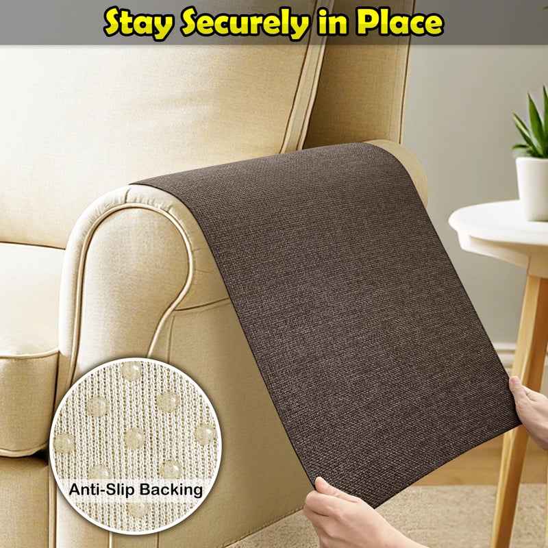 LovoGemy Couch Arm Covers, Waterproof Armrest Cover for Sofa, Armchair, Loveseat, Non-Slip Recliner Arm Cover, Sofa Arm Covers, Headrest Covers, Arm Chair Covers Set of 2 (Brown, 24"Ã—20") - Image 5