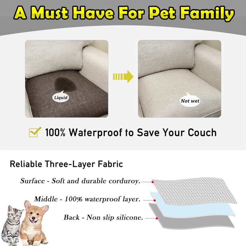 LovoGemy Couch Arm Covers, Waterproof Armrest Cover for Sofa, Armchair, Loveseat, Non-Slip Recliner Arm Cover, Sofa Arm Covers, Headrest Covers, Arm Chair Covers Set of 2 (Brown, 24"Ã—20") - Image 3
