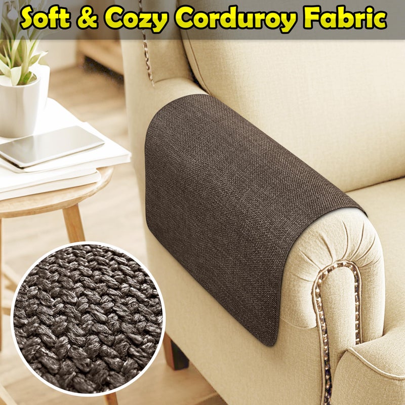 LovoGemy Couch Arm Covers, Waterproof Armrest Cover for Sofa, Armchair, Loveseat, Non-Slip Recliner Arm Cover, Sofa Arm Covers, Headrest Covers, Arm Chair Covers Set of 2 (Brown, 24"Ã—20") - Image 4