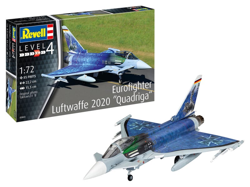 Revell 03843 Eurofighter "Luftwaffe 2020 Quadriga" 1:72 Scale Unbuilt/Unpainted Plastic Model Kit - Image 1