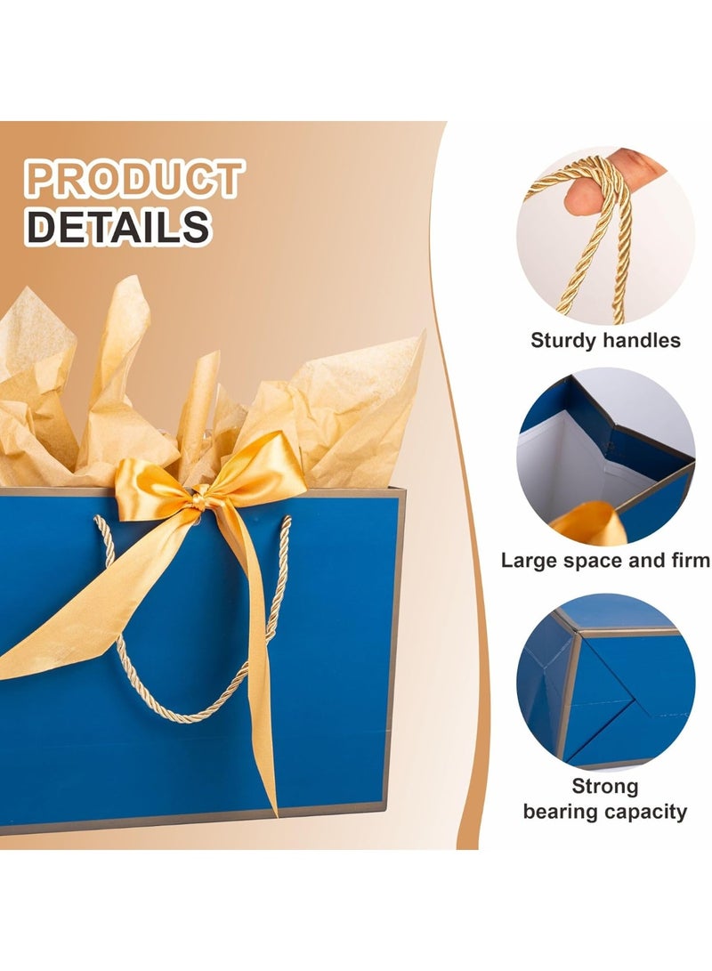 3 Pcs Gift Bags with Handles, Medium Paper Present Bags, Includes 6 Tissue Paper and 3 Greeting Cards for Kids Adult Men Women's Birthday, Wedding, Valentines, Bridesmaid Party - Image 3