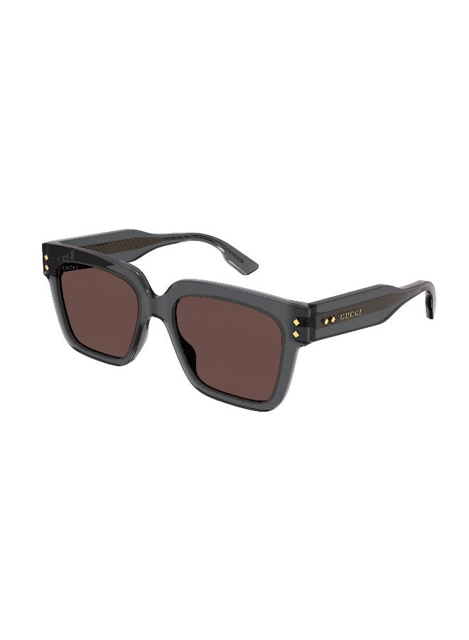 GUCCI GG1084S 004 Men's Full Rim Square Sunglasses, Transparent Grey/Brown - Image 1