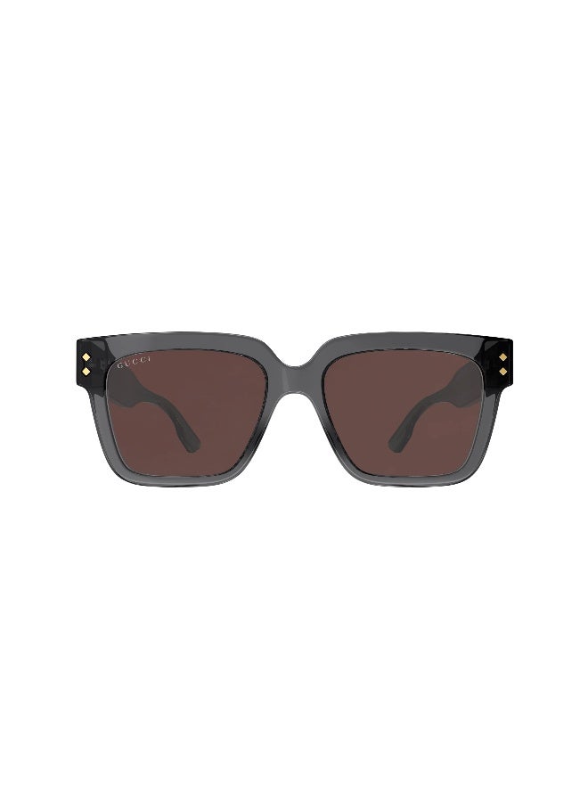GUCCI GG1084S 004 Men's Full Rim Square Sunglasses, Transparent Grey/Brown - Image 2
