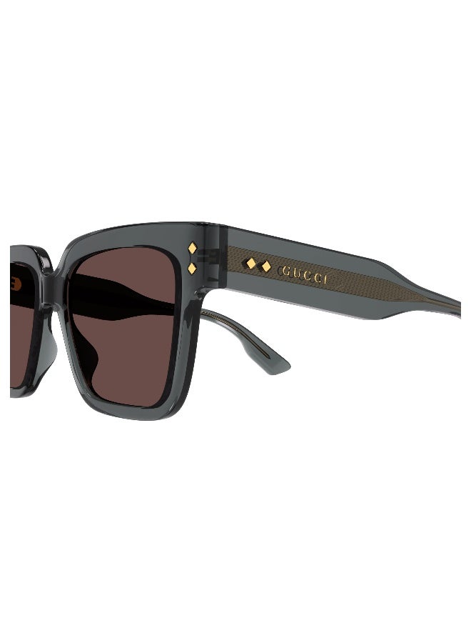 GUCCI GG1084S 004 Men's Full Rim Square Sunglasses, Transparent Grey/Brown - Image 3
