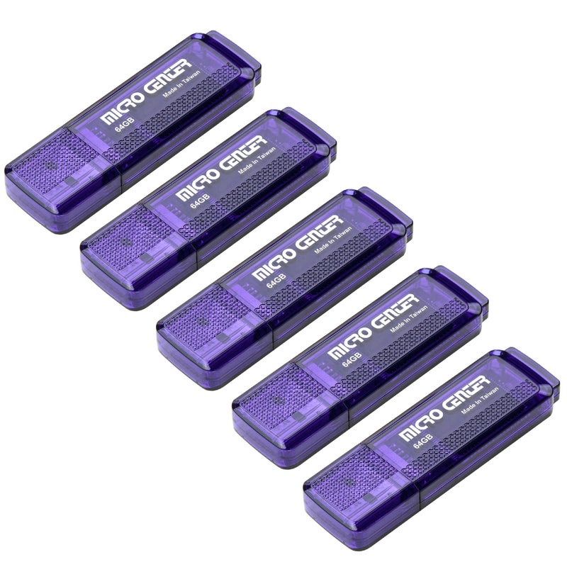 Inland Micro Center SuperSpeed 5 Pack 64GB USB 3.0 Flash Drive Gum Size Memory Stick Thumb Drive Data Storage Jump Drive (64G 5-Pack) - Image 1