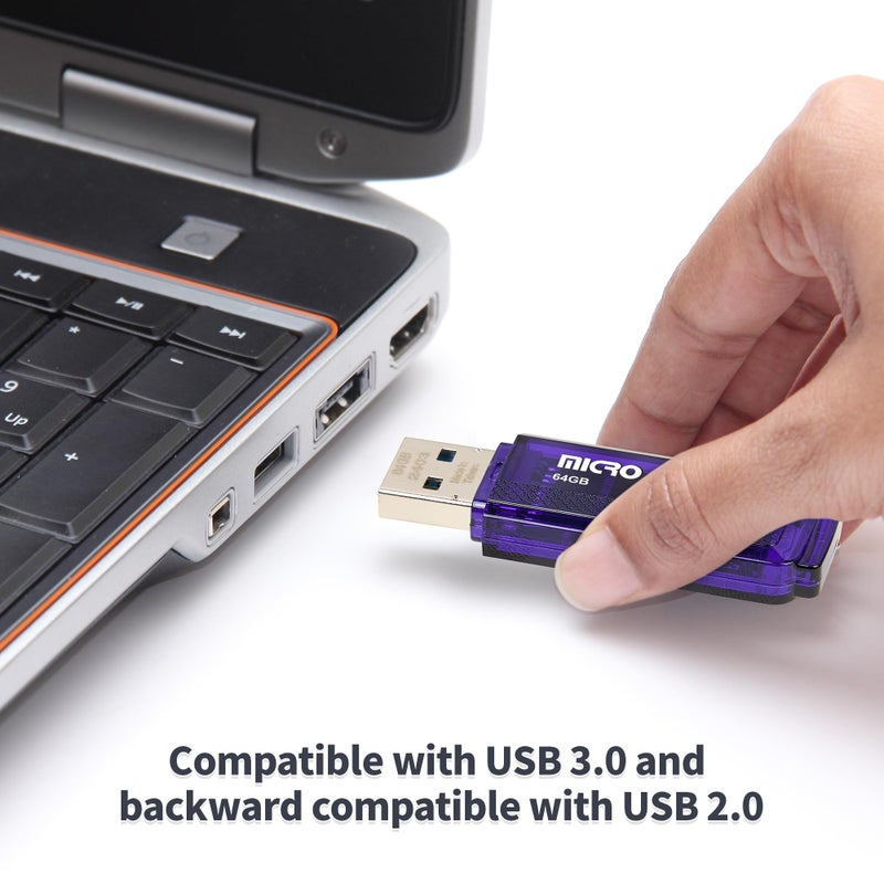 Inland Micro Center SuperSpeed 5 Pack 64GB USB 3.0 Flash Drive Gum Size Memory Stick Thumb Drive Data Storage Jump Drive (64G 5-Pack) - Image 4