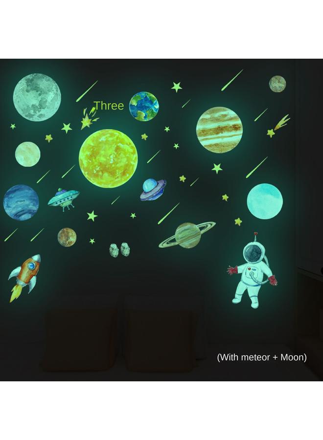 الأزرق جي دبليو عنصر الكرتون الكون الكوكب المضيء ملصق الجدار رائد الفضاء صاروخ UFO غرفة الأطفال نيزك - Image 5