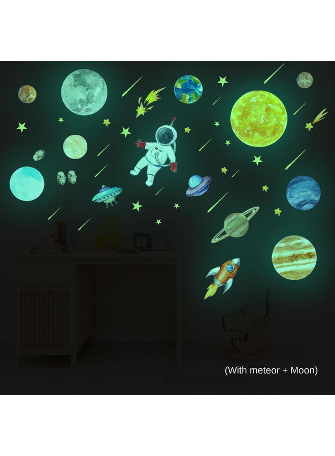 الأزرق جي دبليو عنصر الكرتون الكون الكوكب المضيء ملصق الجدار رائد الفضاء صاروخ UFO غرفة الأطفال نيزك - Image 4