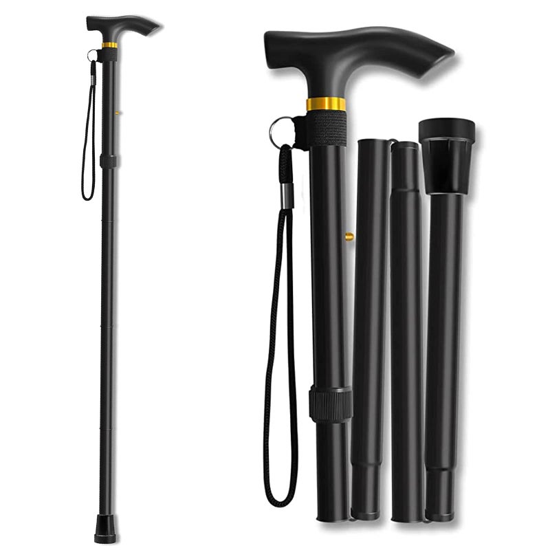 Walking Cane Folding Cane for Man Women Portable Lightweight 5Level Adjustable Height Collapsible Cane for Seniors Balancing Mobility Aid