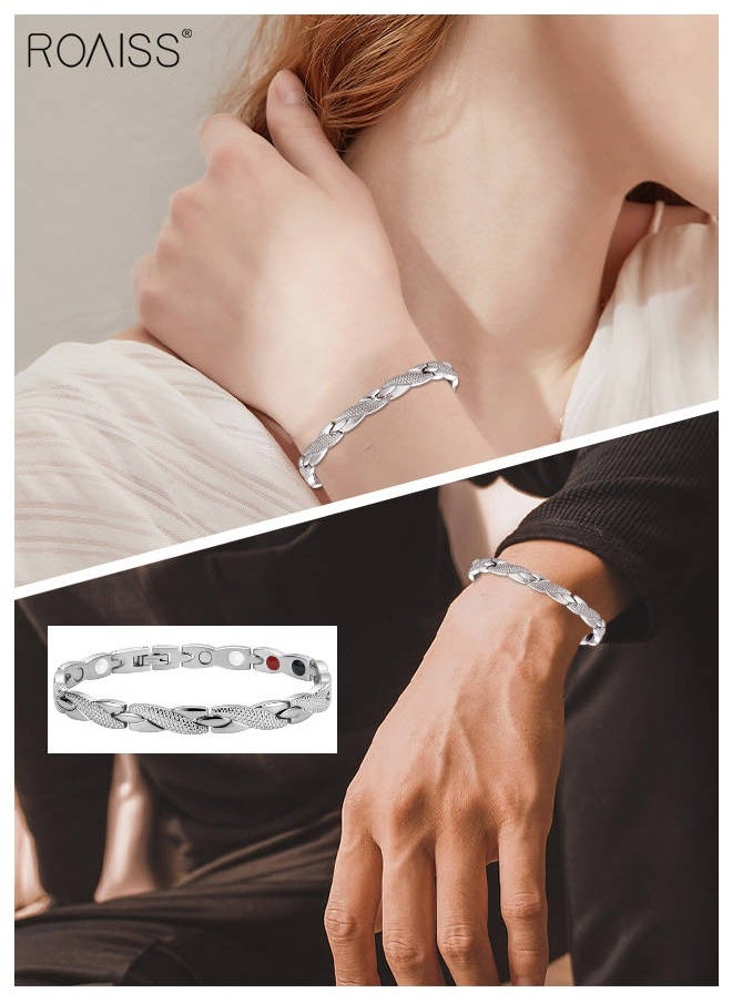 roaiss - Chic Magnetic Dragon Textured Bracelet Fashionable Geometric Detachable Cuff Bangle Multicolor Casual Wrist Jewelry Gift for Men Father Brother Silver - Image 1