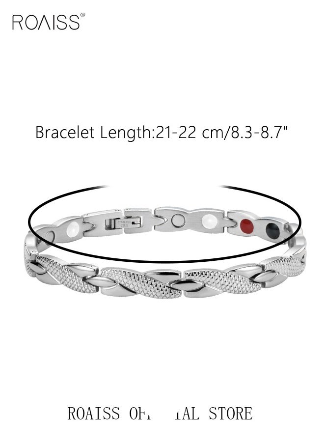 roaiss - Chic Magnetic Dragon Textured Bracelet Fashionable Geometric Detachable Cuff Bangle Multicolor Casual Wrist Jewelry Gift for Men Father Brother Silver - Image 1