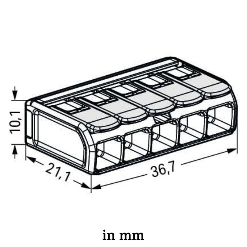 Wago 221-685 | 221 Series Lever-Nuts® for Hazardous Locations | 5-Conductor Splicing Connector | 20 – 10 AWG | Transparent housing, White Operating levers | [Box of 15 Pieces] - Image 3