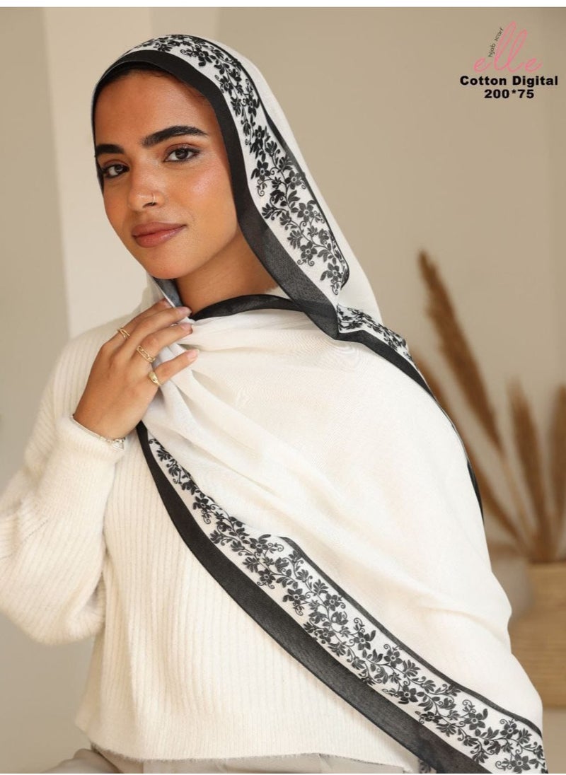 ايل طرحة وشاح حجاب إسلامي قطني فاخر للنساء للمناسبات والأيام العادية - مقاس (200 سم × 75 سم) 