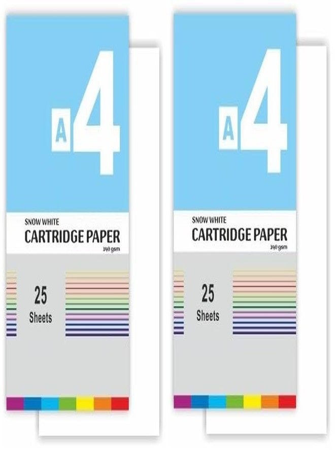 FIRST CLICK A4 Cartridge Sheets Watercolor Paper 50 Sheets (Snow White Paper) 140 GSM - Image 1