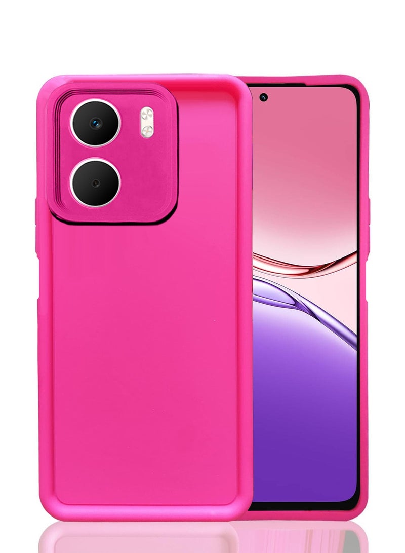 Wtech Oppo A5x 5G 2025 Premium Soft Liquid Silicone Full Protective Raised Lips Edges and Camera Case Cover (MCRPSN) - Hot Pink - Image 1