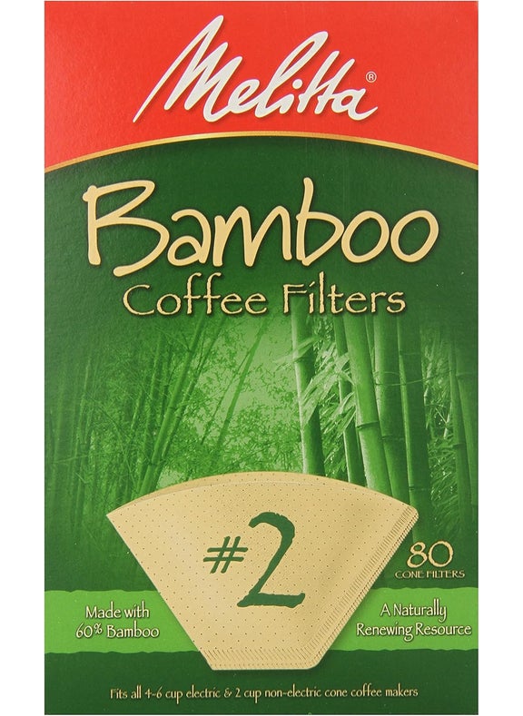 Melitta 2 Cone Coffee Filters Bamboo 80 Count Pack of 6 480 Total Filters Count  Packaging May Vary