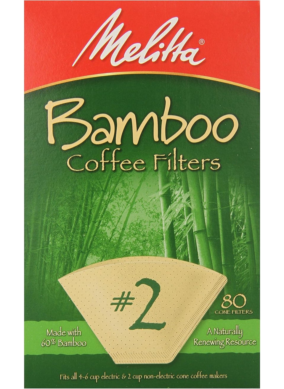 Melitta - Melitta 2 Cone Coffee Filters Bamboo 80 Count Pack of 6 480 Total Filters Count  Packaging May Vary - Image 1