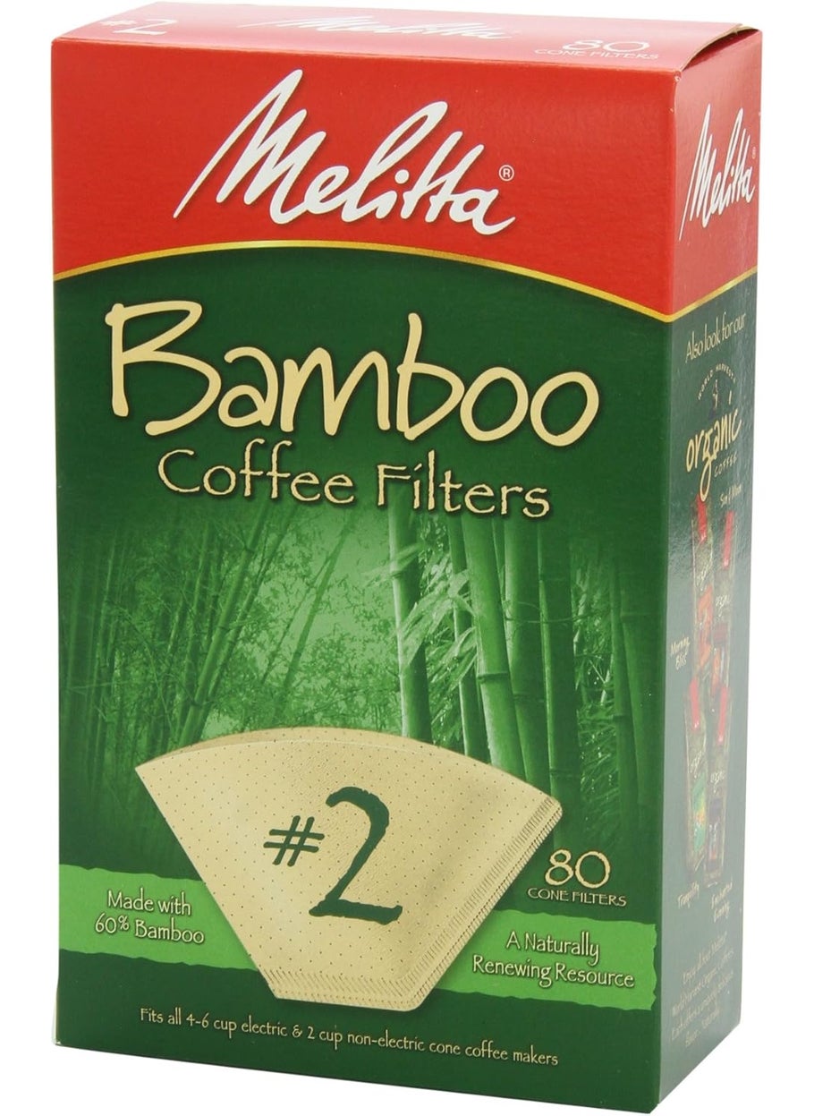 Melitta - Melitta 2 Cone Coffee Filters Bamboo 80 Count Pack of 6 480 Total Filters Count  Packaging May Vary - Image 1